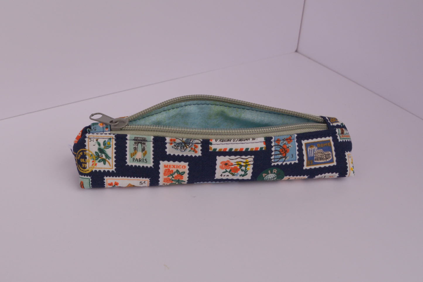 Small Pencil pouch in Navy Stamps