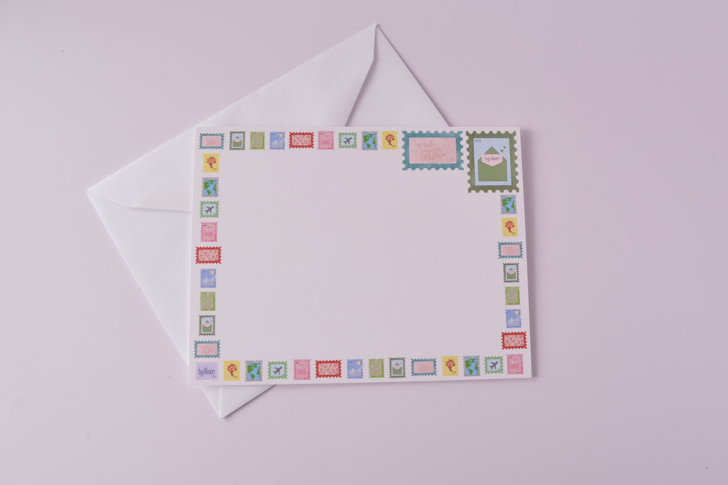Postage Stamp Notecards Pack of 5 with Envelopes