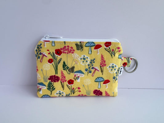 Wristlet & Wallet in yellow mushrooms