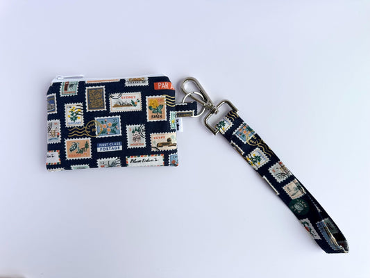 Wristlet & Wallet in Navy Stamps