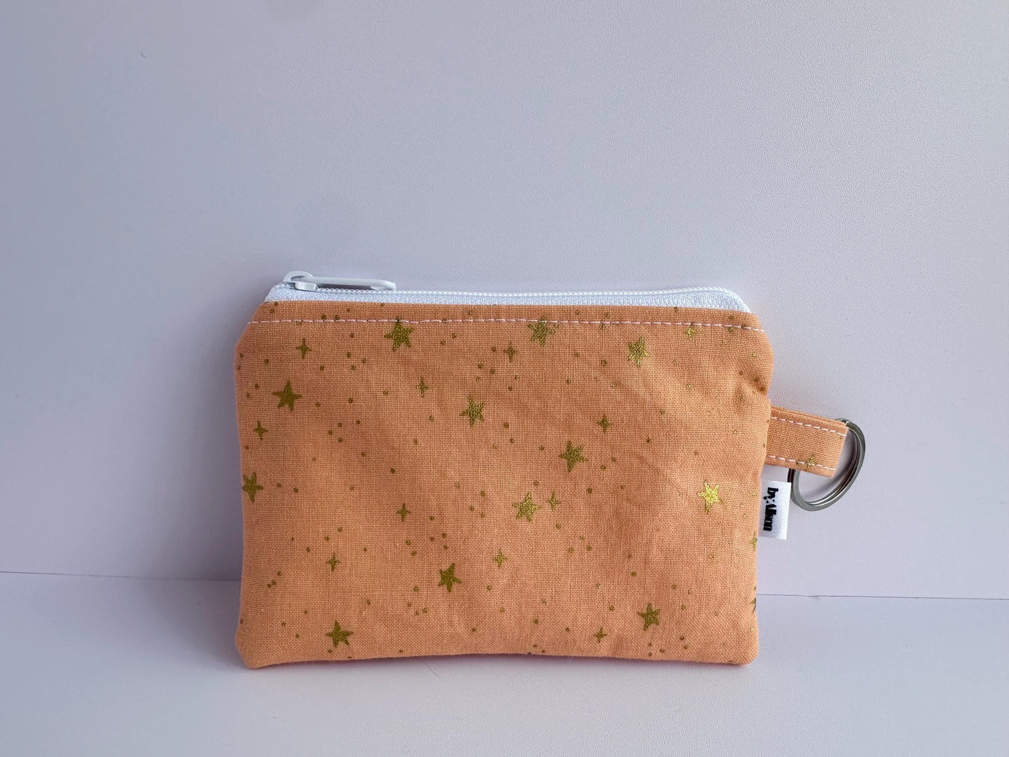 Wristlet & Wallet in peach with metallic gold stars