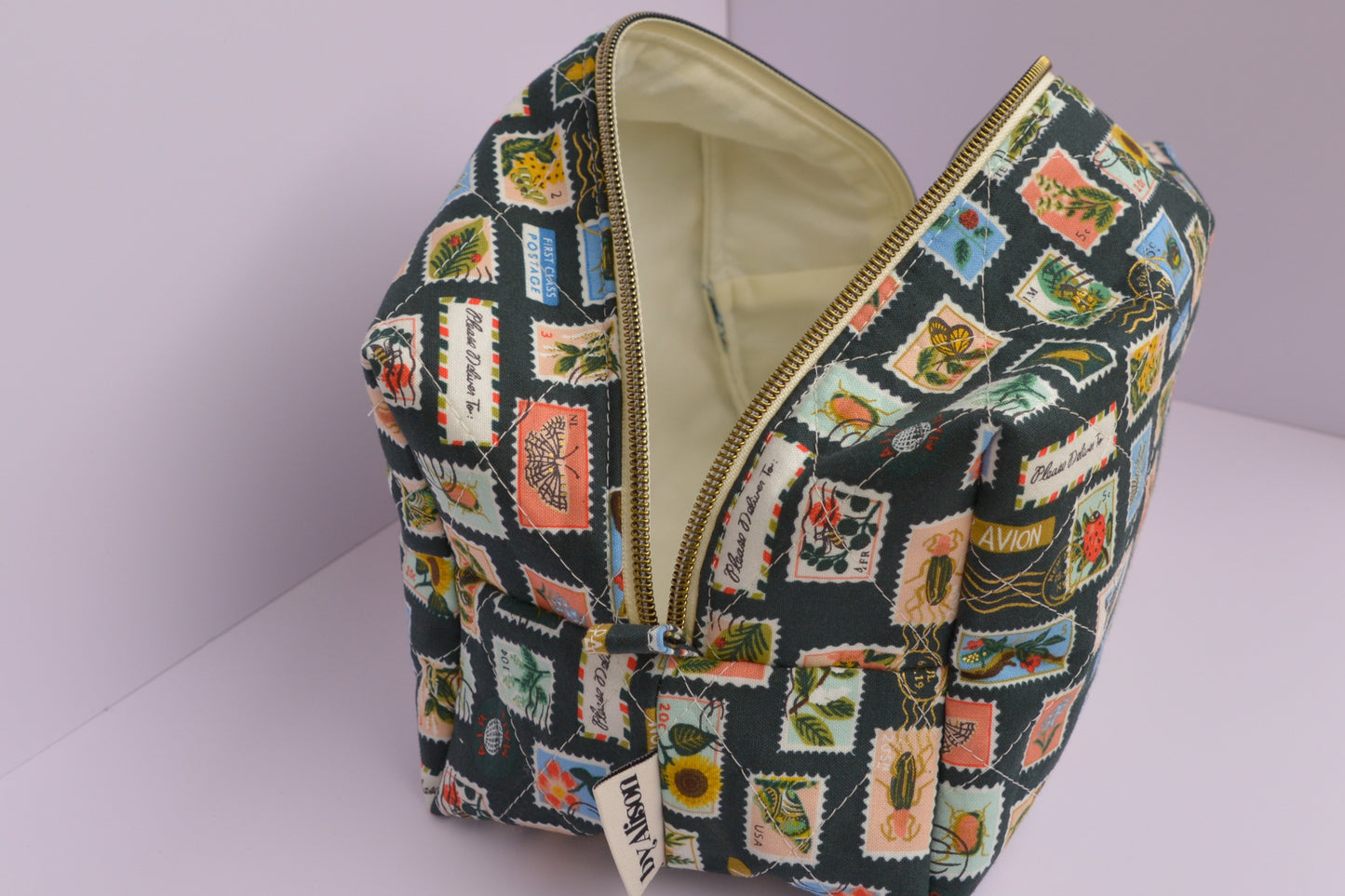 Bugs & Flowers Stamps Boxy Makeup Bag in Green