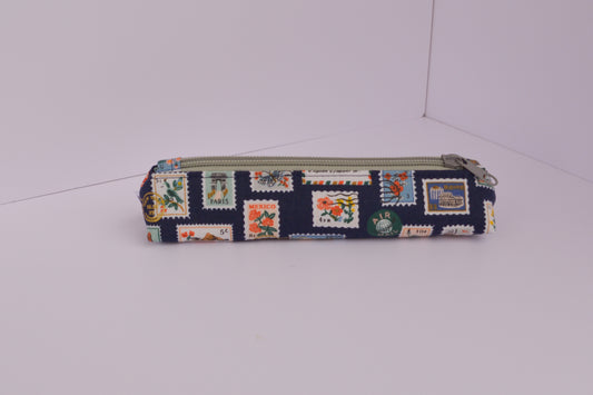 Small Pencil pouch in Navy Stamps