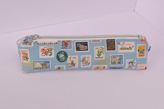 Large Pencil pouch in Light blue stamps