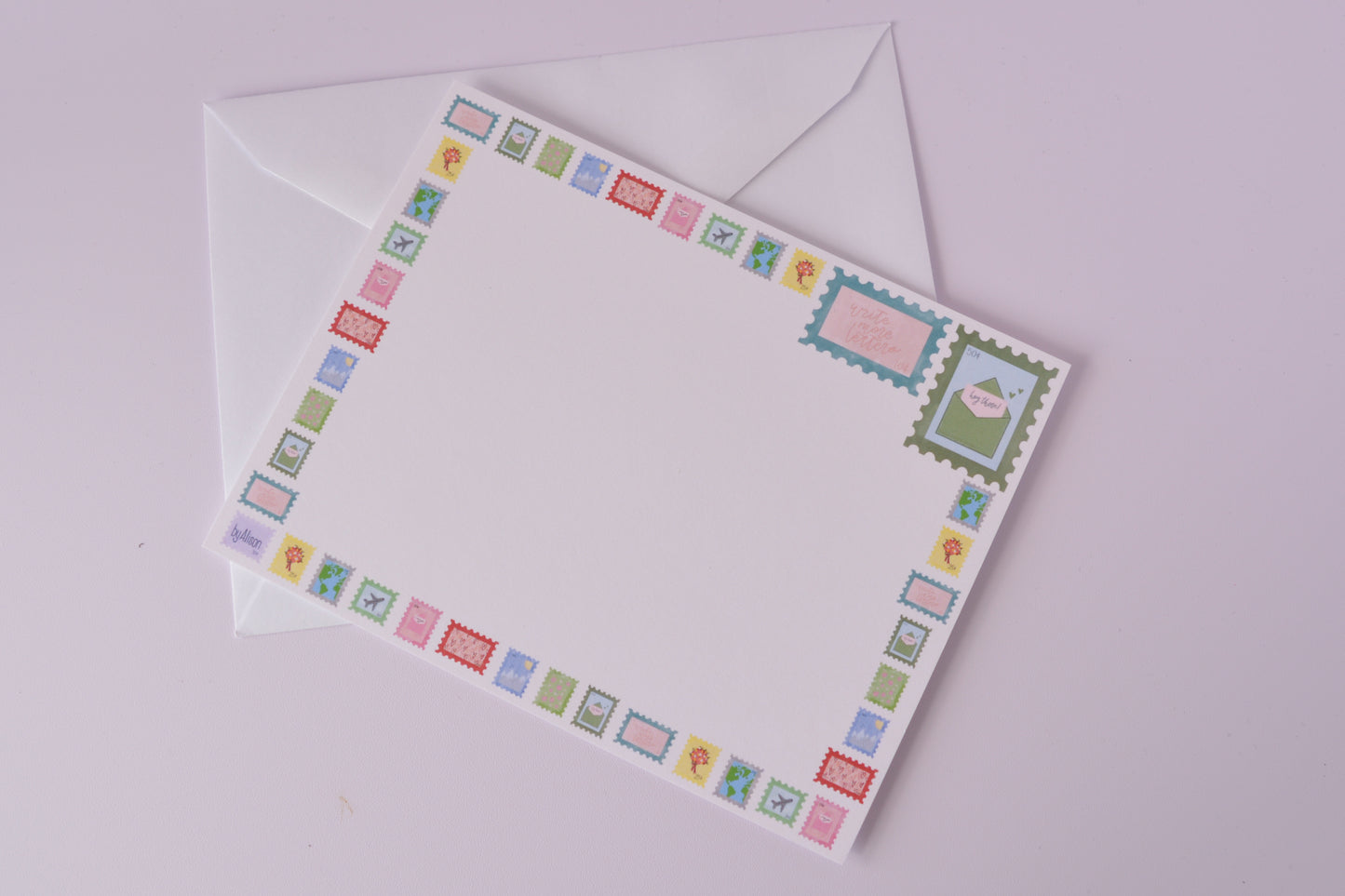 Postage Stamp Notecards Pack of 5 with Envelopes
