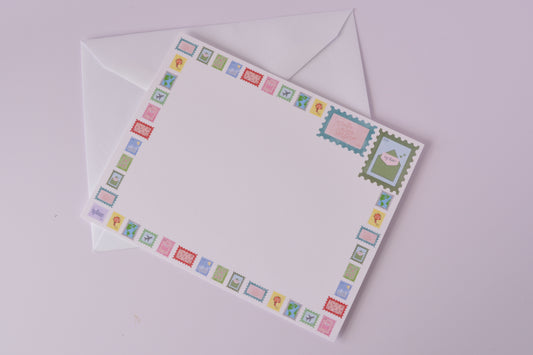 Postage Stamp Notecards Pack of 5 with Envelopes