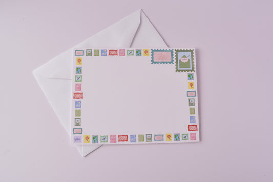 Postage Stamp Notecards Pack of 5 with Envelopes