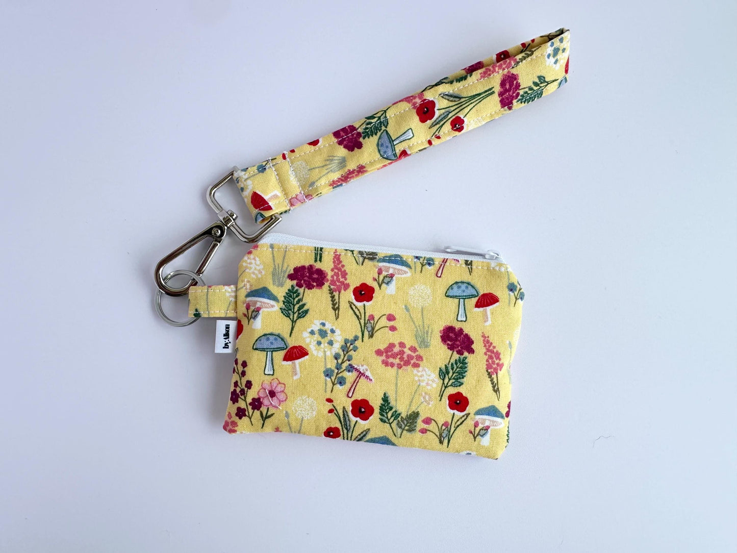 Wristlet & Wallet in yellow mushrooms